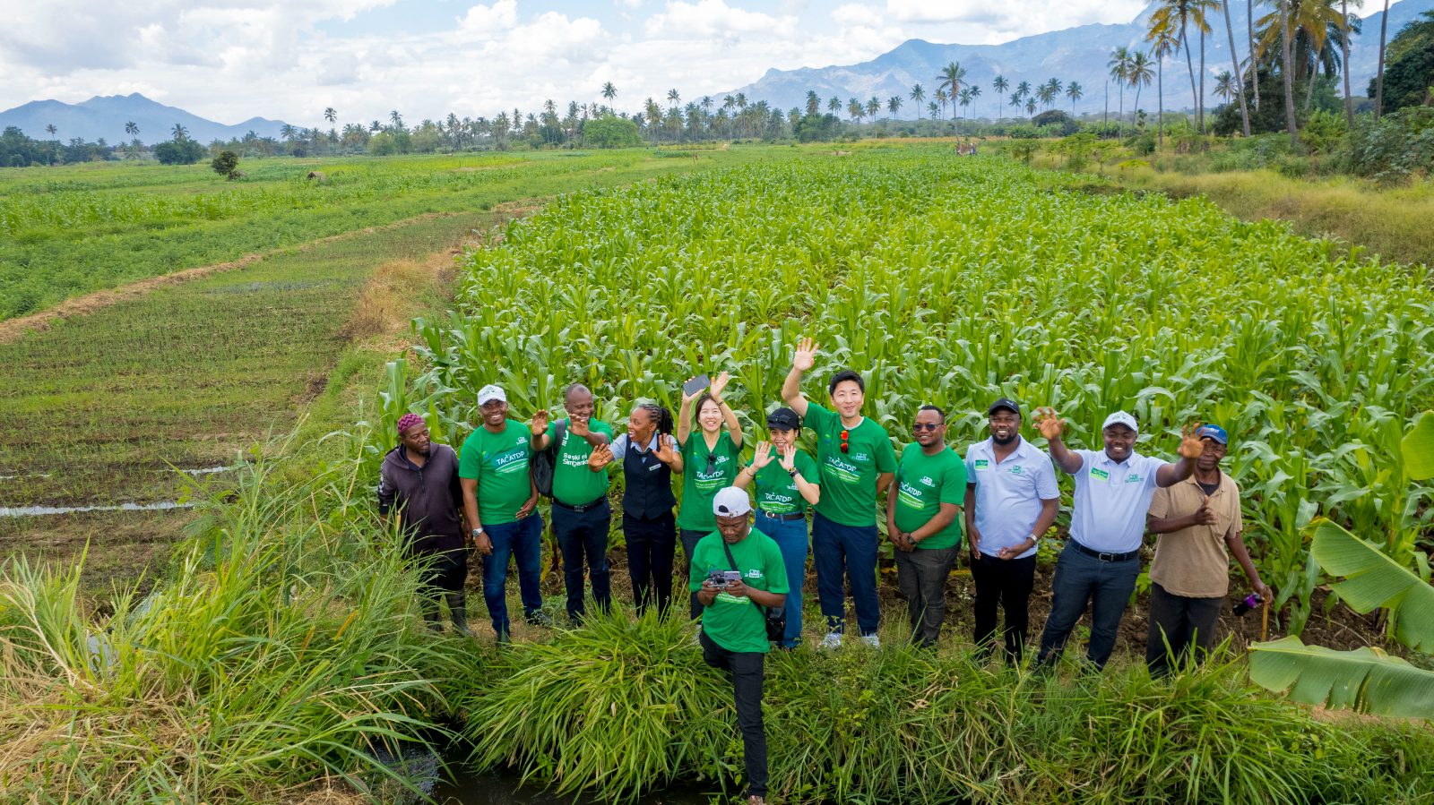 Research team with farmers in a maize field in Tanzania